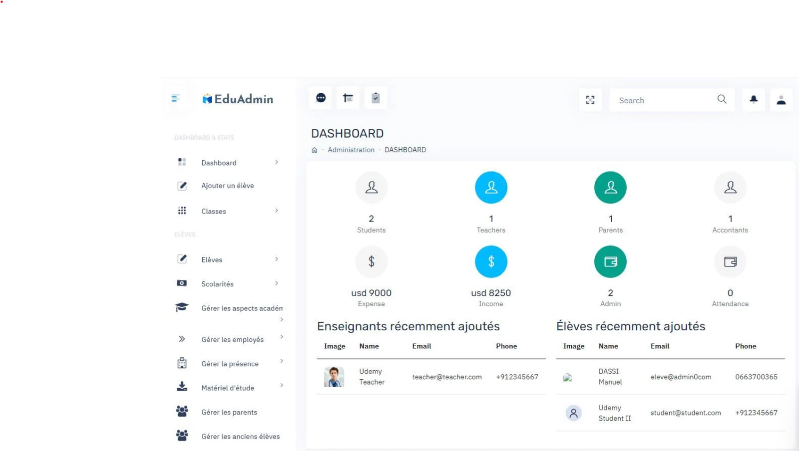 ERP de gestion scolaire